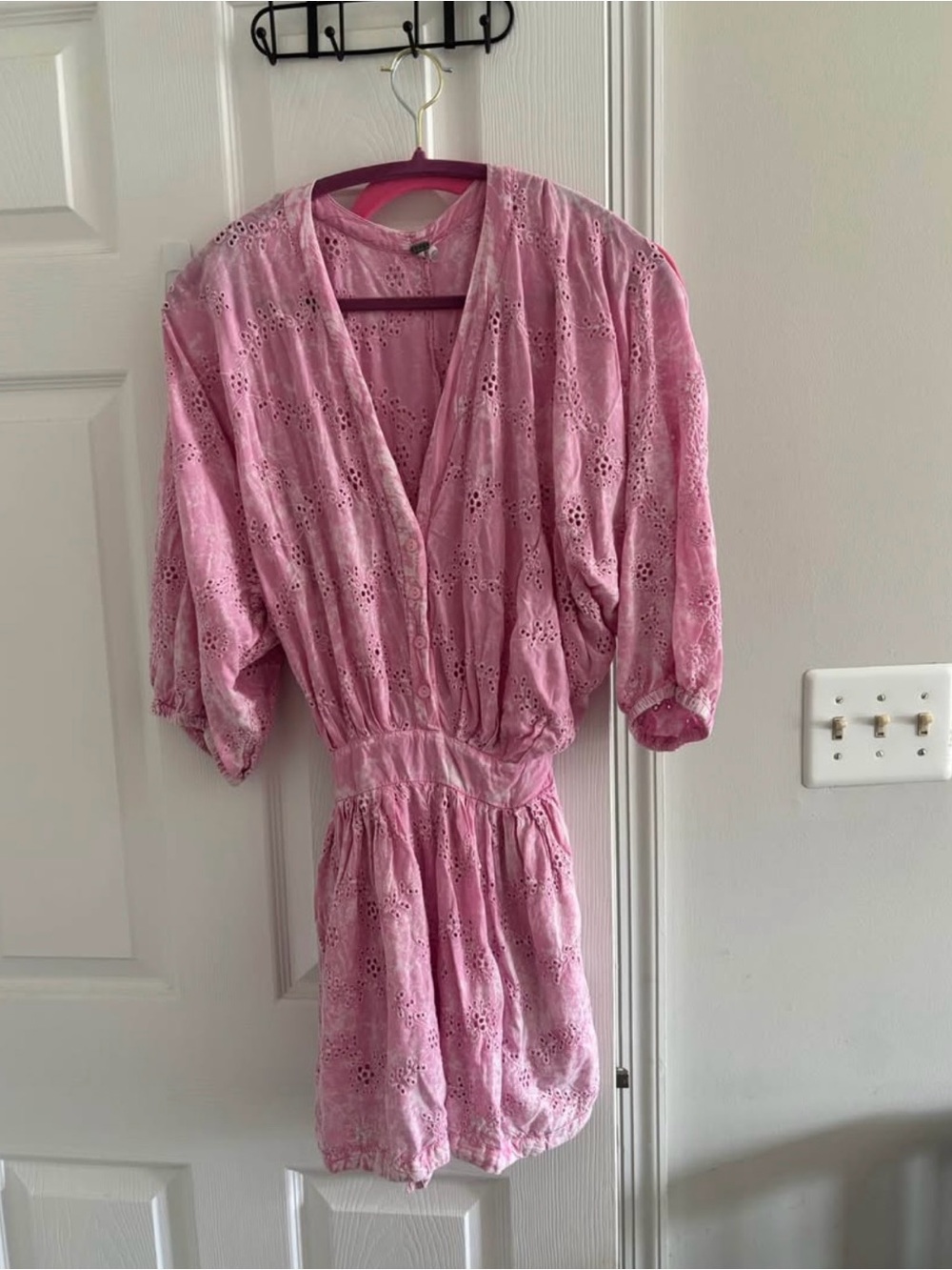 Free People Distressed Eyelet Romper